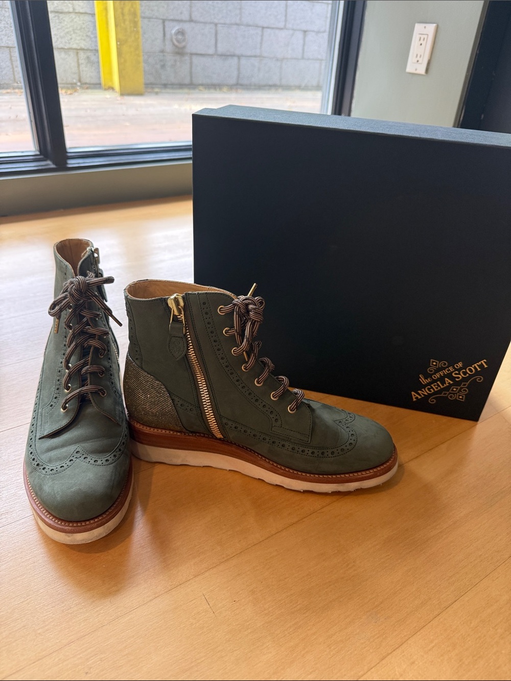 Office of Angela Scott “Mr Harrison” boot in sage metallic - 40
